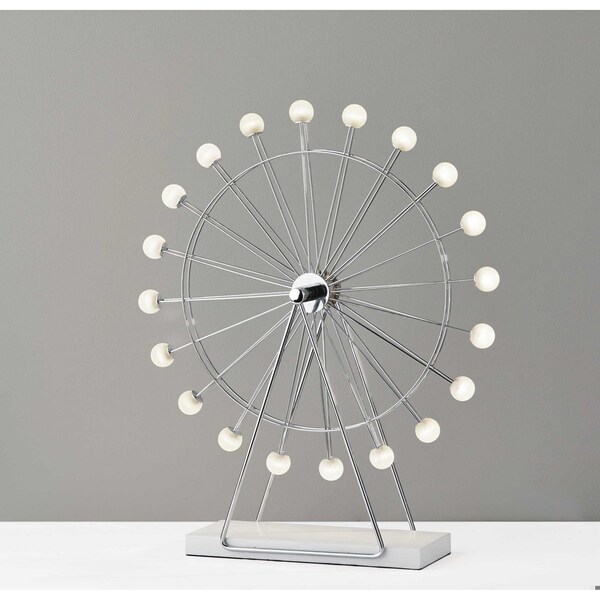 Homeroots 372849 18 x 5.25 x 22 in. Chrome Metal Large LED Ferris Wheel Lamp 372849 - main